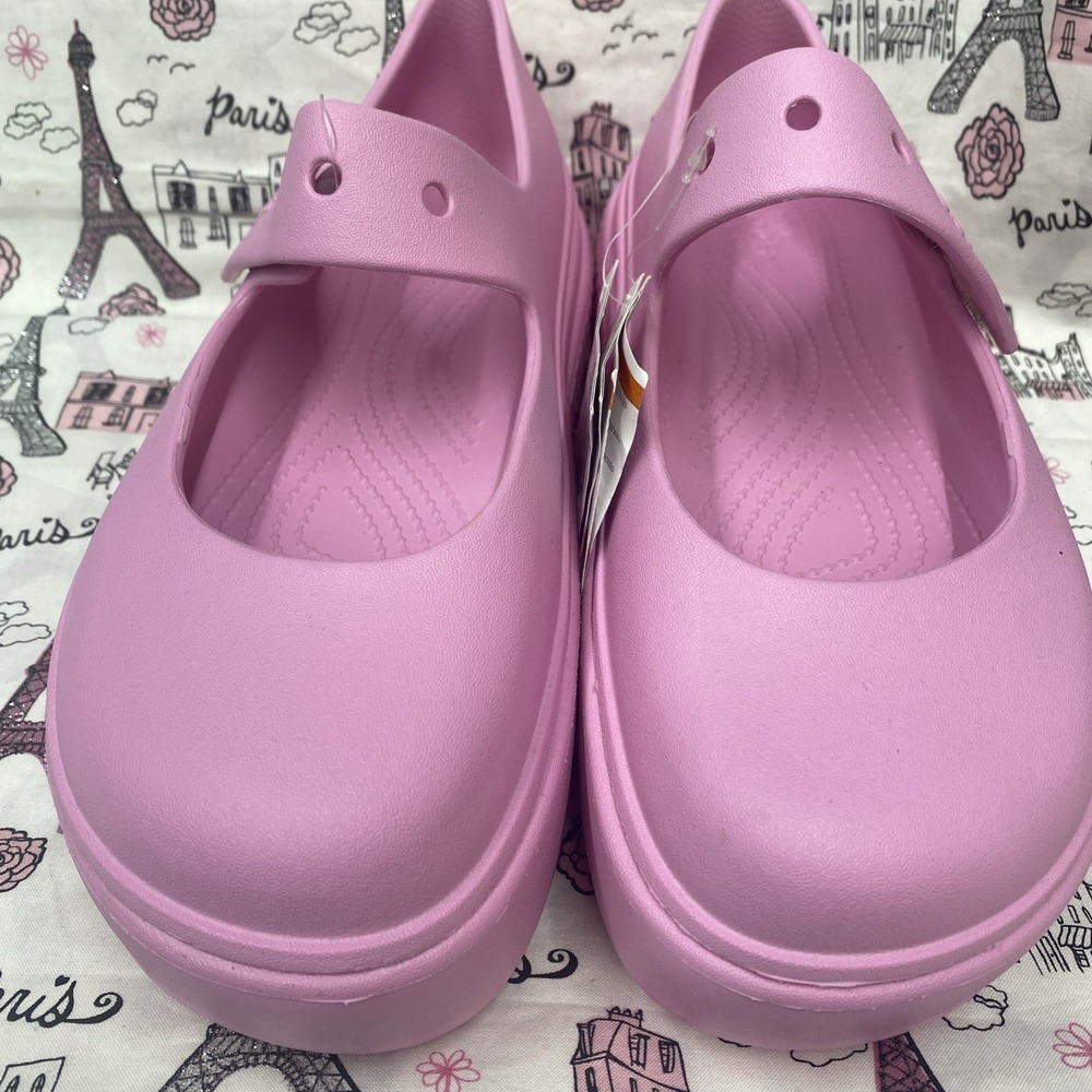 CROCS STOMP MARY JANE SANDAL 209939-6XS PINK TWEED US M9/W11 Brand New No Bag - Picture 4 of 7